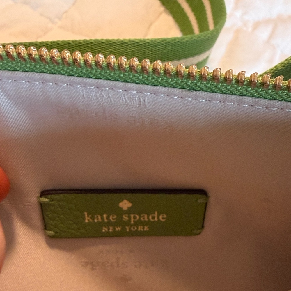 kate spade Lime Green Pebbled Leather Fanny Pack with Striped Strap - Picture 4 of 6